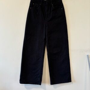 Sezane Denim Jeans Womens 36 Black Gray Le Crop High Rise Wide Leg Ankle